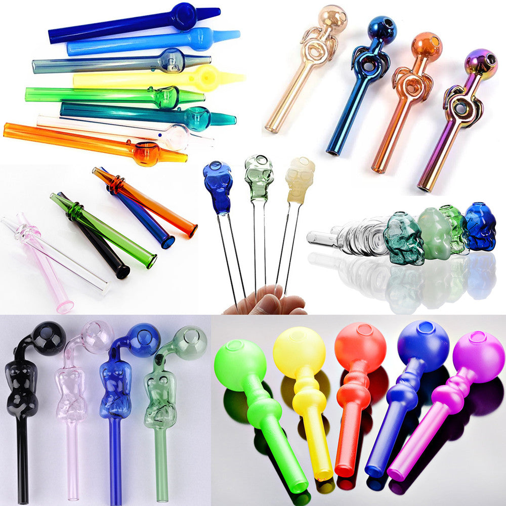 10PCS Wholesale Colorful Glass Pipes Shisha Accessory Bong Water Pipe Smoking Bongs Hookah Bubbler Random Color