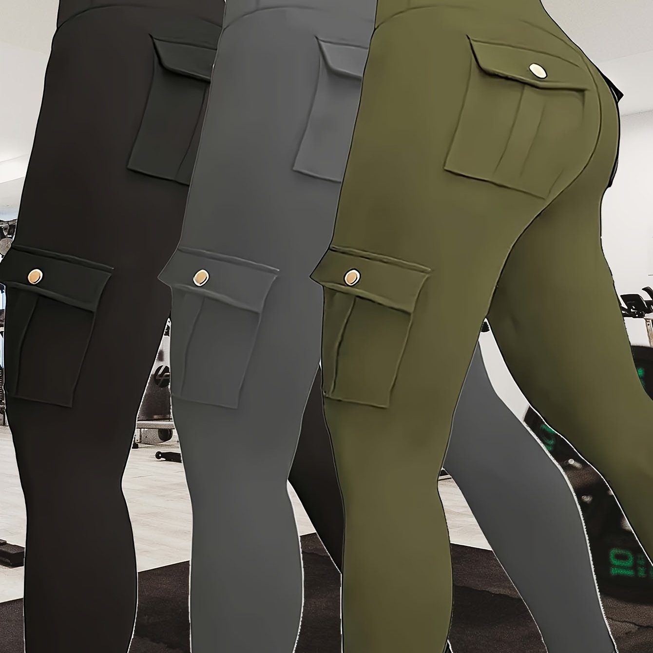 TEMU Women's 3pcs High Waist Quick-dry Yoga Leggings With Pockets - Stretchy & Breathable Activewear