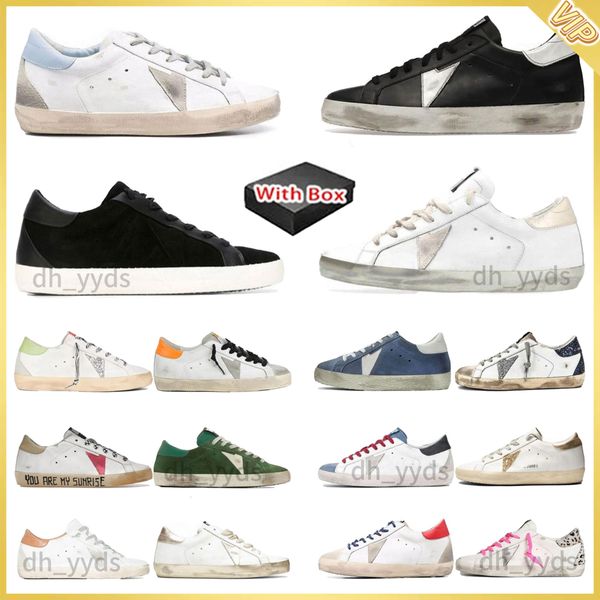 2024 New Designer Shoes Golden Women Super Star Brand Men New Release Italy Sneakers Sequin Classic White Do Old Dirty Casual Shoe Lace Up W