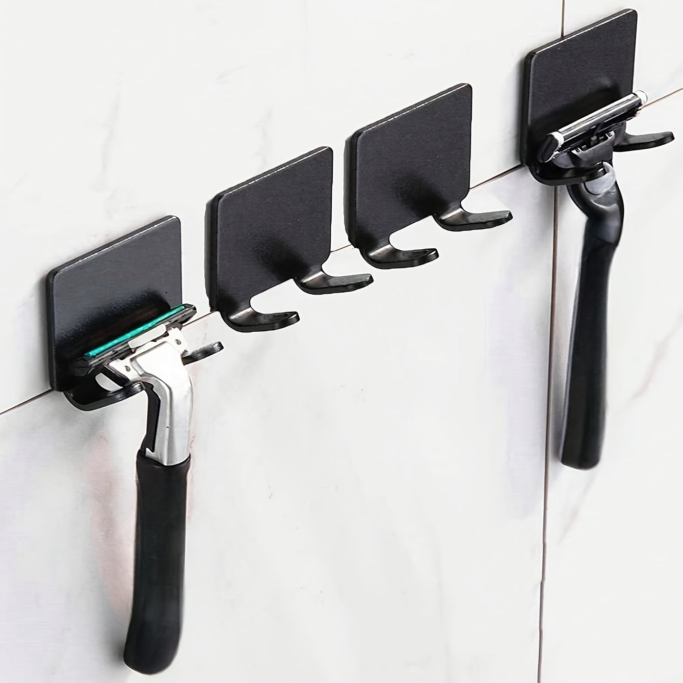 TEMU 4pcs Punch-free Shaving Razor Hooks - Wall-mounted Storage Rack For Bathroom, Home, And Dormitory Use, Convenient , Organizer | Modern Wall Rack