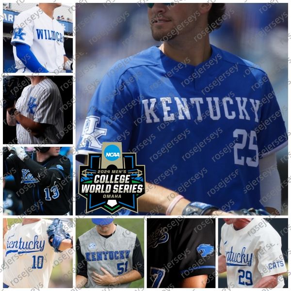 Custom 2024 CWS Kentucky Wildcats Baseball Mitchell Daly Emilien Pitre Nick Lopez Mason Moore Ryan Waldschmidt Devin Burkes Grant Smith Jame