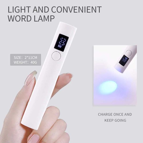 White UV LED nail lamp Handheld quick drying varnish gel curing nail dryer USB cable nail art flashlight pen M241123