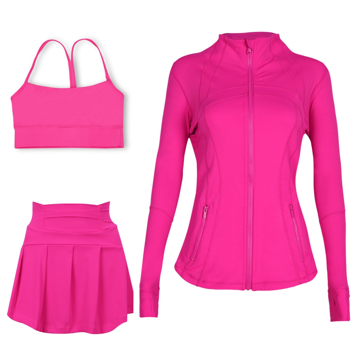 Yoga set 3pcs Sport Wear jackets skirts Fitness Sets High Quality Jackets Zip Up Coat Elastic Sportswear Outfits Running Gym Suits S-XXXL