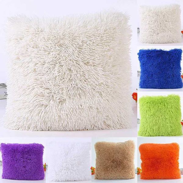 Soft faux fur pillowcase with plush soft cushion cover pink blue purple warm living room sofa decoration pillowcase 43 * 43cm W240819