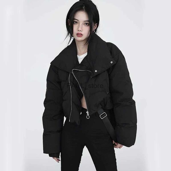 Women&#039;s Down Parkas Women&#039;s Cotton-Padded Jacket Winter Parka 2023 New Short Inclined Zipper Stand Collar CoatL231215