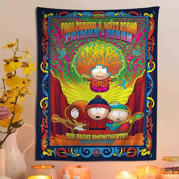 Cartoon S-South Cute P-Park Hanging Bohemian Tapestry Indian Buddha Wall Decoration Witchcraft Bohemian Hippie Cheap Hippie WallC250205