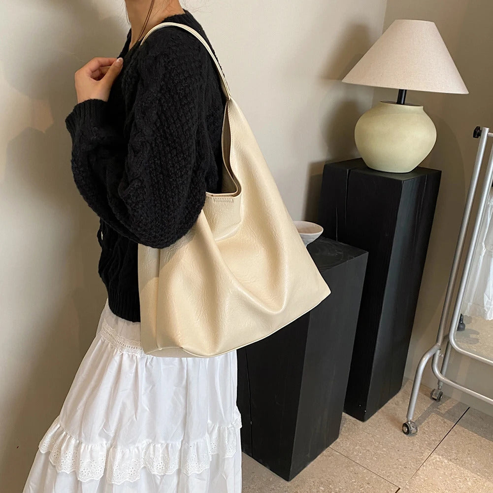 Ship from U.S. Big PU leather homeless underwear bag womens winter shoulder bag trend Y2K handbag and wallet 250303FBB