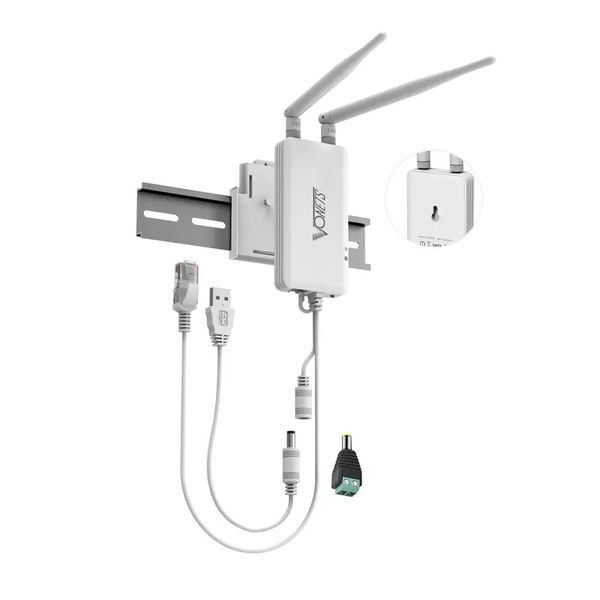 VONETS VAP11S Industrial High Power 2.4GHz WiFi Bridge-Repeater-Mini Router- Ethernet To WiFi Hotspot Extender 300Mbps With 2 RJ45 Ports-Ant