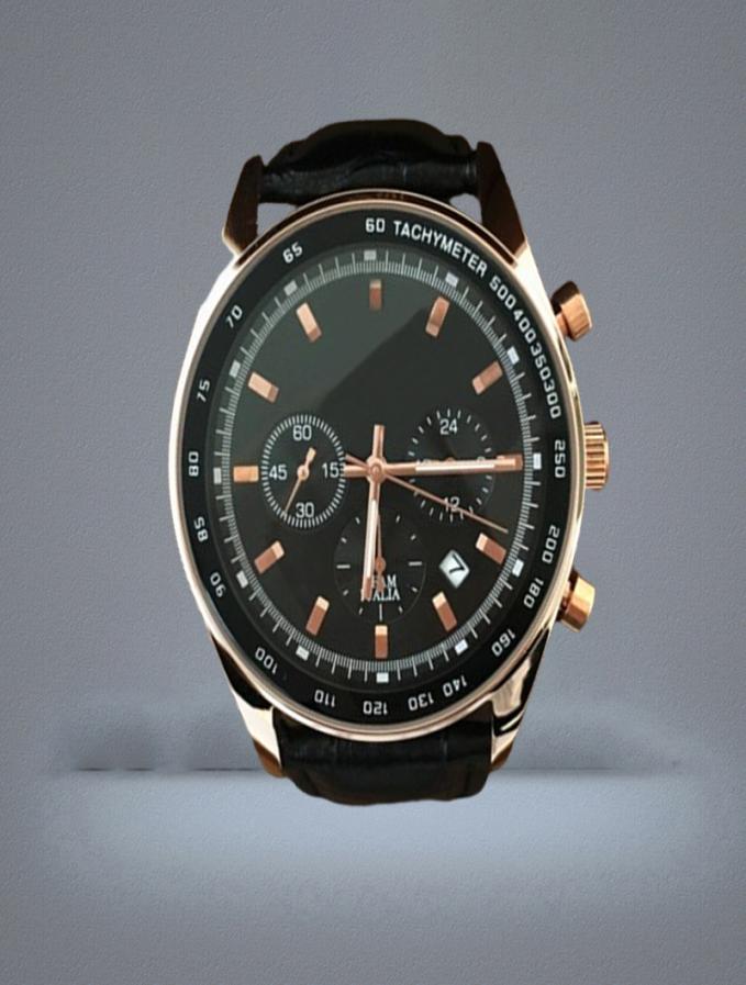 Big Dial 42mm Luxury Man black leather Watch All subdials work Stainless Steel Top Quality Watch Fashion Quartz Clock drop shippin6871622