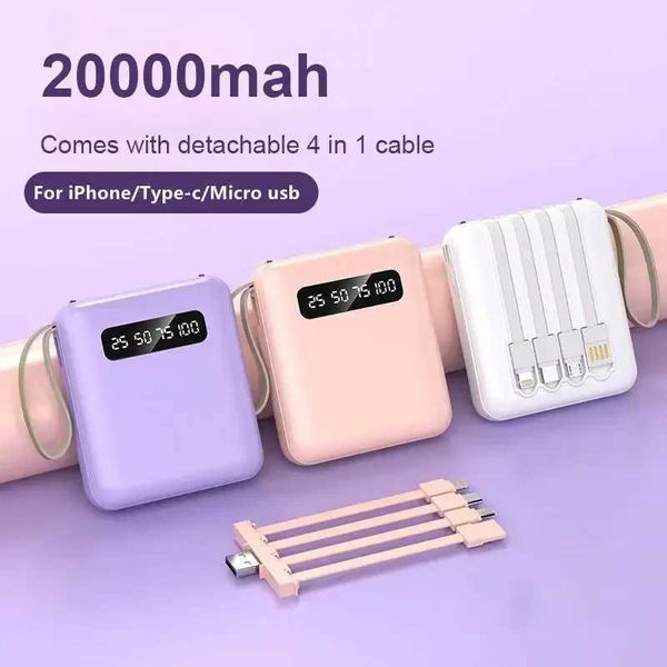 Mirror Screen Mini Fast Charge Large Capacity 20000 MAh Fast Charging Power Bank Sharing with Cable Mobile Power SupplyCL240808