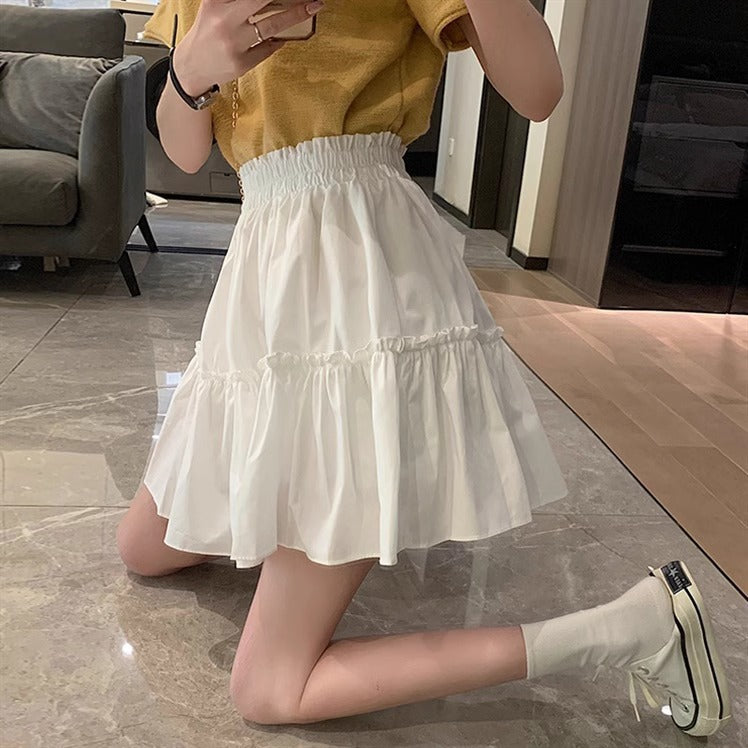 112 large size fat MM elastic high waist a-line cake skirt female autumn and winter short skirt slim big swing umbrella skirt