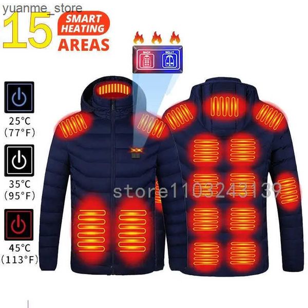 Outdoor Jackets Hoodies 15 Heated Jacket Winte Vest USB Electric Heating Jackets Women Men Outdoor Warm Sprots Thermal Coat Clothing Jacket