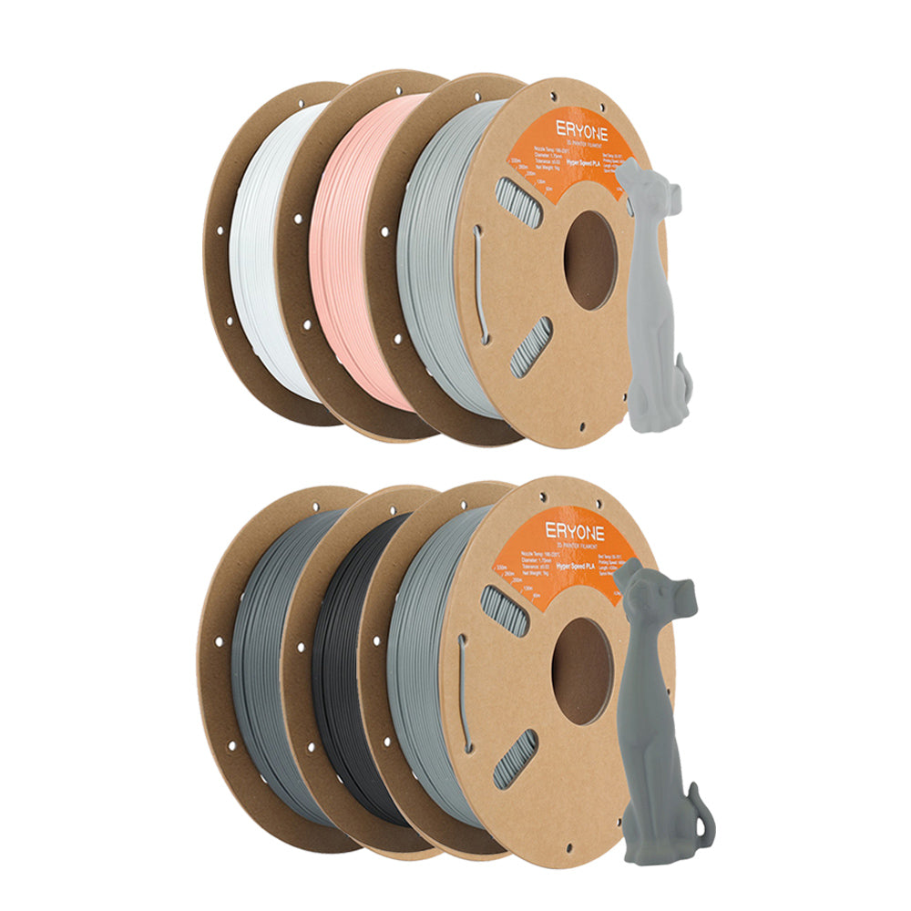 Filament PLA standard haute vitesse ERYONE 6 kg (1 kg noir, 1 kg gris agate, 1 kg blanc, 1 kg gris, 1 kg gris signal, 1 kg couleur chair)