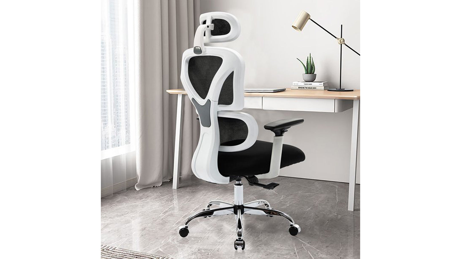 KERDOM FelixKing Ergonomic Chair: for Hard Floor White - Anti-corrosion Wheels