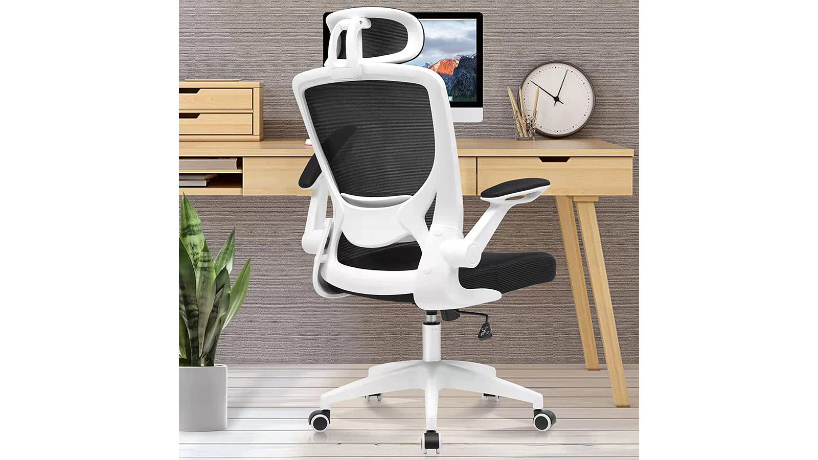KERDOM Office Chair: Adjustable Armrests & Headrest White
