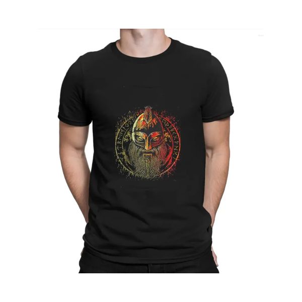 Men&#039;s T Shirts Swedish Pagan Men Cotton Vintage T-Shirt O Neck Band Tee Shirt Short Sleeve Clothing Original