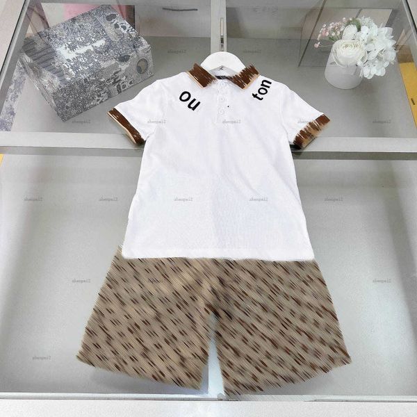 Luxury kids tracksuits Circular letter T-shirt set baby clothes Size 120-170 CM designer Short sleeve POLO shirt and khaki shorts