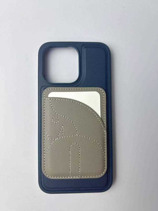 Designer Magnetic Leather ID Bank Credit MagSafe Card Holder Phone Case Simple Dual Card Slot Leather New Color-Block Card Holder Passport Case for