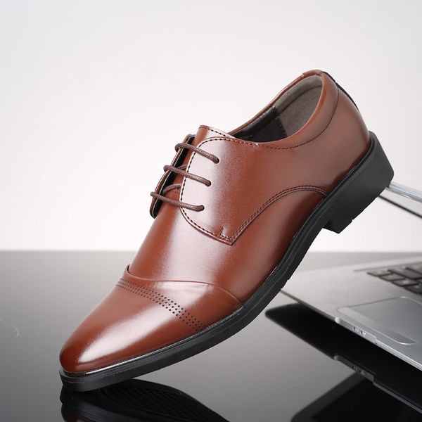 Vintage Movechain Design Men&#039;s Genuine Leather Business Shoes Fashion Men Suit Dress Casual Lace up Shoe US size 6-13 EU 38-47 82ef