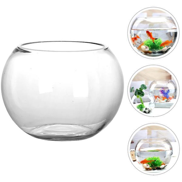 Glass fish bowl desktop aquarium small ball goldfish tank air tank vacuum cleaner 241125
