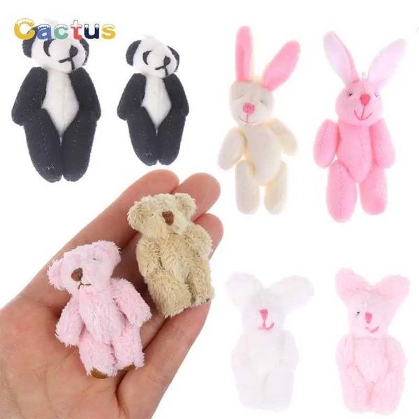 Plush Dolls 4-4.5-6cm Mini Teddy Bear Plush Toy Joint Bear Cartoon Stuffed Dolls Long Ear Rabbit Toys Souvenirs For Children Small GiftsL475