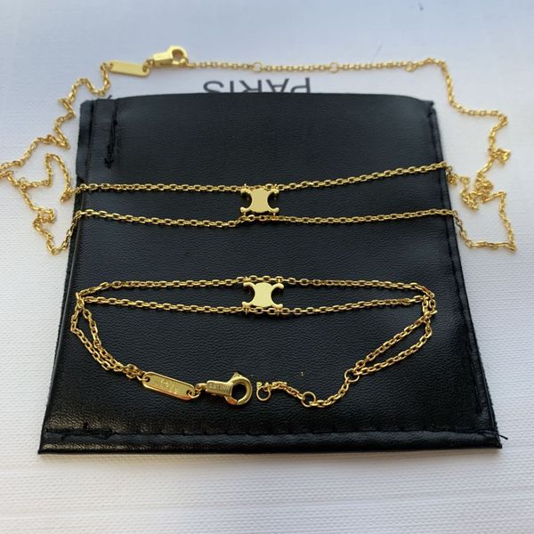 Jewelry Choker Double Layers Chains Necklace Gold Bracelet Designer Chain With Fashion Letters Original Box Vintage Jewelry Set For Party