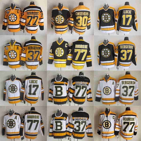 75th Hockey Bruins Vintage Jerseys Classic 77 Ray Bourque 37 Patrice Bergeron 17 Milan Lucic 30 Gerry Cheevers Throwback Retro 75 Anniversar