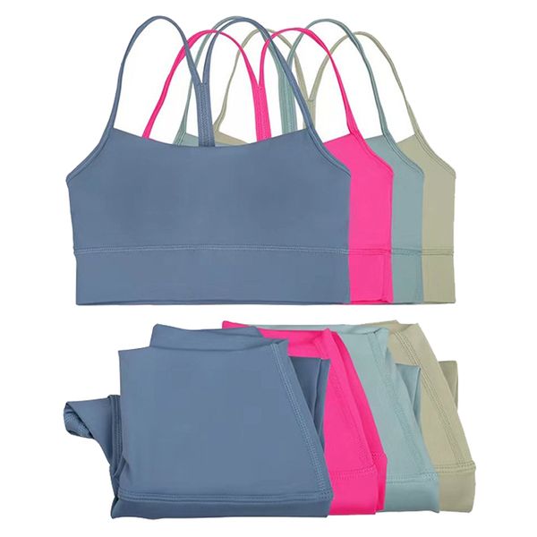 Women&#039;s Yoga lingerie Bra set Fitness Sportswear Y Back Sport Bra Strappy High Waist Gyms Leggings Workout Outfit Active Wear Naked Fee