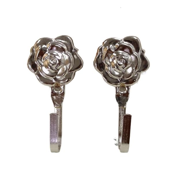 2pcs Antique Curtain Hook Peony Flower Shape Key Purse Clothing Hooks Bathroom Shower Curtain Hook Home Curtain Accessories Gancho De Cortin