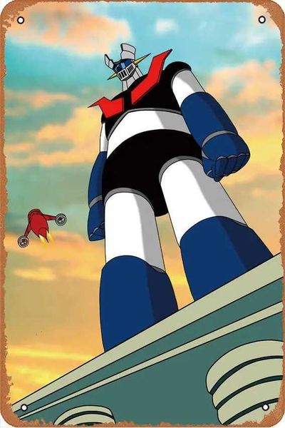 MAZINGER Z INTRO COVER Classic Cartoons Retro Metal Tin Sign Retro Wall Decor Vintage Kitchen Baking Tin Sign for Home Wall Deco Z250118