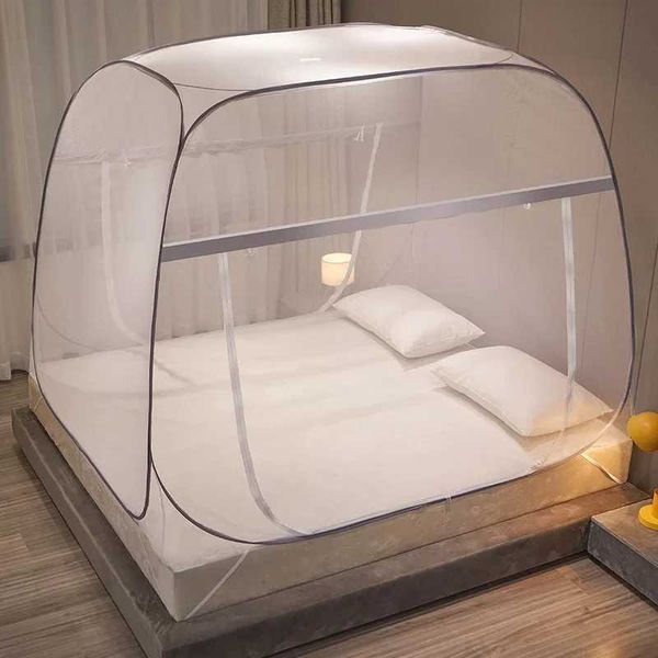 Mosquito Net Mongolian tent square mosquito net double bed curtains one click folding zipper double door 2024 new full bottom Mongolian yurt