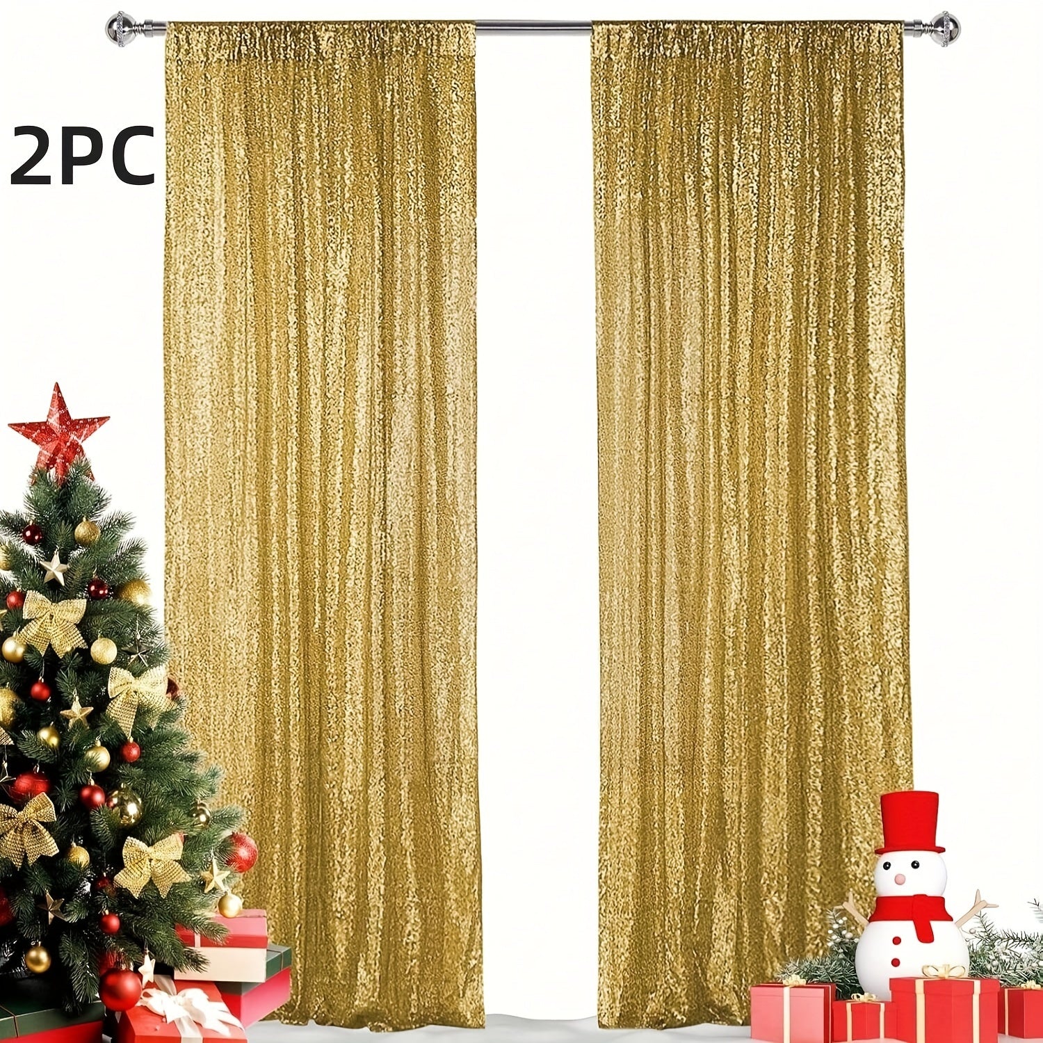 TEMU 2 Pieces Of Halloween Black Sequin Background Curtains, Sequin Curtains, In Multiple Colors, Suitable For Valentine's Day Parties, Weddings,