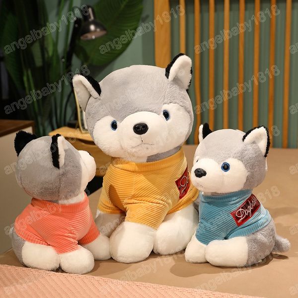 25-35cm Kawaii Lovely Husky Plush Toys Cute Sitting Animal Dog with Clothes Dolls Stuffed Soft Toy Gift for Children Girl