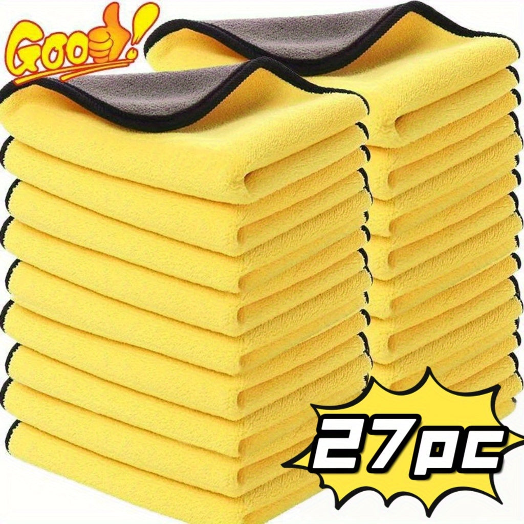 TEMU 27pcs Of 30x30cm Microfiber Car- Cleaning Towels. Are Car- Cleaning Towels With A Double- Sided Design For Car Washing. Offer Cleaning And Are