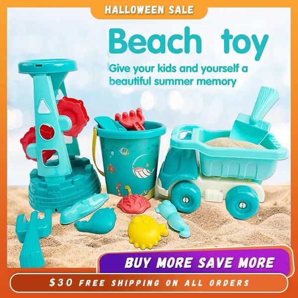 Sand Play Water Fun Beach toys outdoor games 12 piece beach toy set childrens beach box Talgic toys including water wheel beach tool set H24