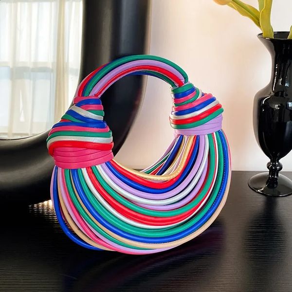 Colourful Rainbow Noodles Shaped Women Lady Handbag Underarm Bag Woman Purses Clutch Party Dinner Bags 240829