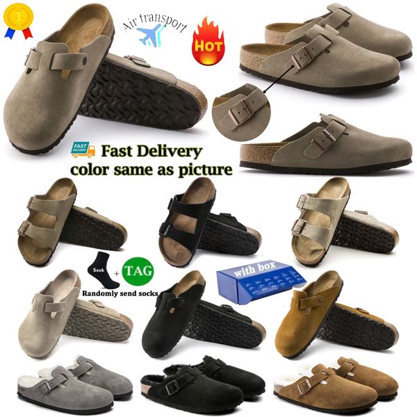 Clogs Designer Sandal High Quality Cork Flat Shoes Classic Retro Baotou Slippers Fashion Summer Beach Casual Genuine Leather Shoes Light Gra