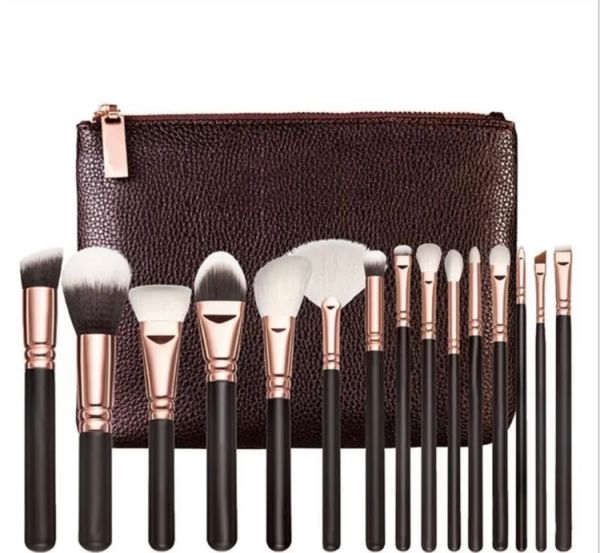 vacuuBrand high quality Makeup Brush 15PCS-Set Blender Tools BrushWith PU Bag Professional For Powder Foundation Blush Eyeshadow ab