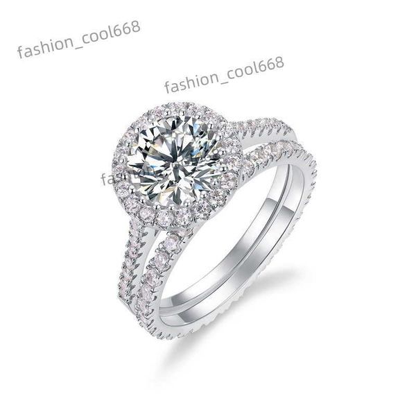 Custom Jewelry 18K White Gold Plated VVS1 GRA 1.5ct 2ct 8mm Moissanite Diamond Wedding Ring Set Jewellery For Couple