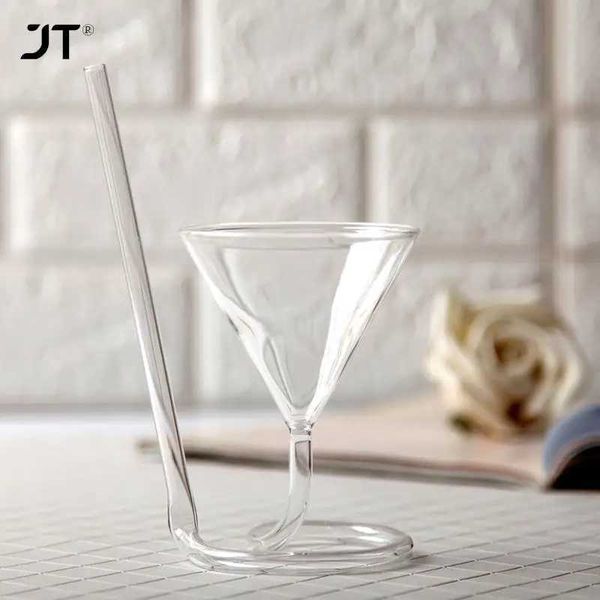 Spiral Cocktail Glass Screw Straw Molecule Wine Glass Champagne Goblet Party Bar Drinking Glasses Kitchen Tools Y250118