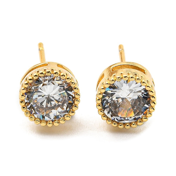 Boucles d'oreilles rondes plates en zircone cubique