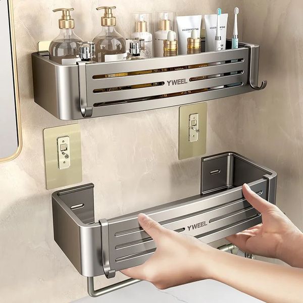 Non drilling bathroom rack wall mounted shampoo shower corner rack makeup storage organizer shower rack bathroom accessories 240905