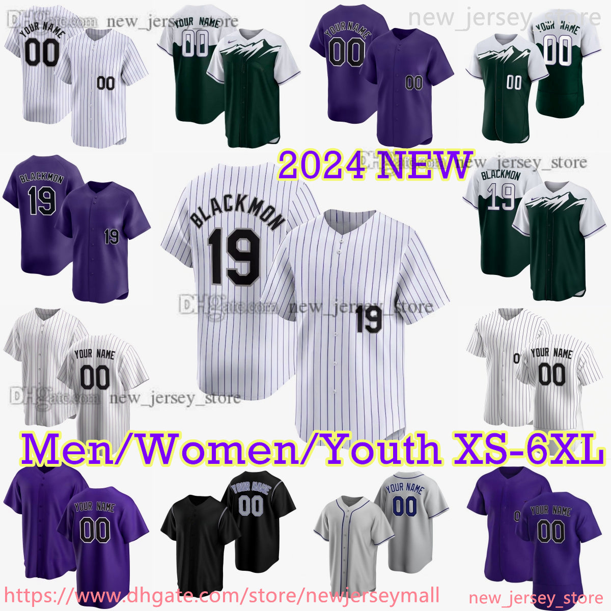 Custom XS-6XL 2024 City Connect 19 Charlie Blackmon Baseball Jersey Kris Bryant Ty Blach Jalen Beeks Sean Bouchard Jake Cave Brenton Doyle Ryan Felt
