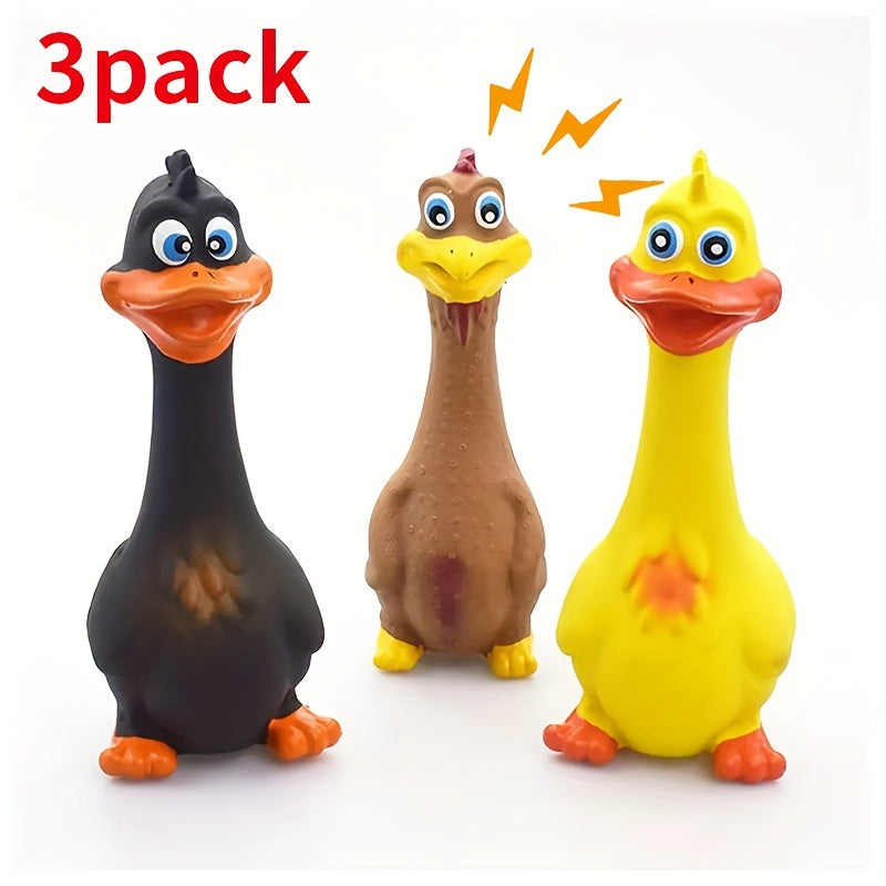 TEMU 1-3pcs Pets Dog Toys Squeeze Sound Toy Rubber Duck Squeaky Chew Bite Resistant Toy Puppy Training Duck-chicken Chew Toys, Tough Squeaky Dog