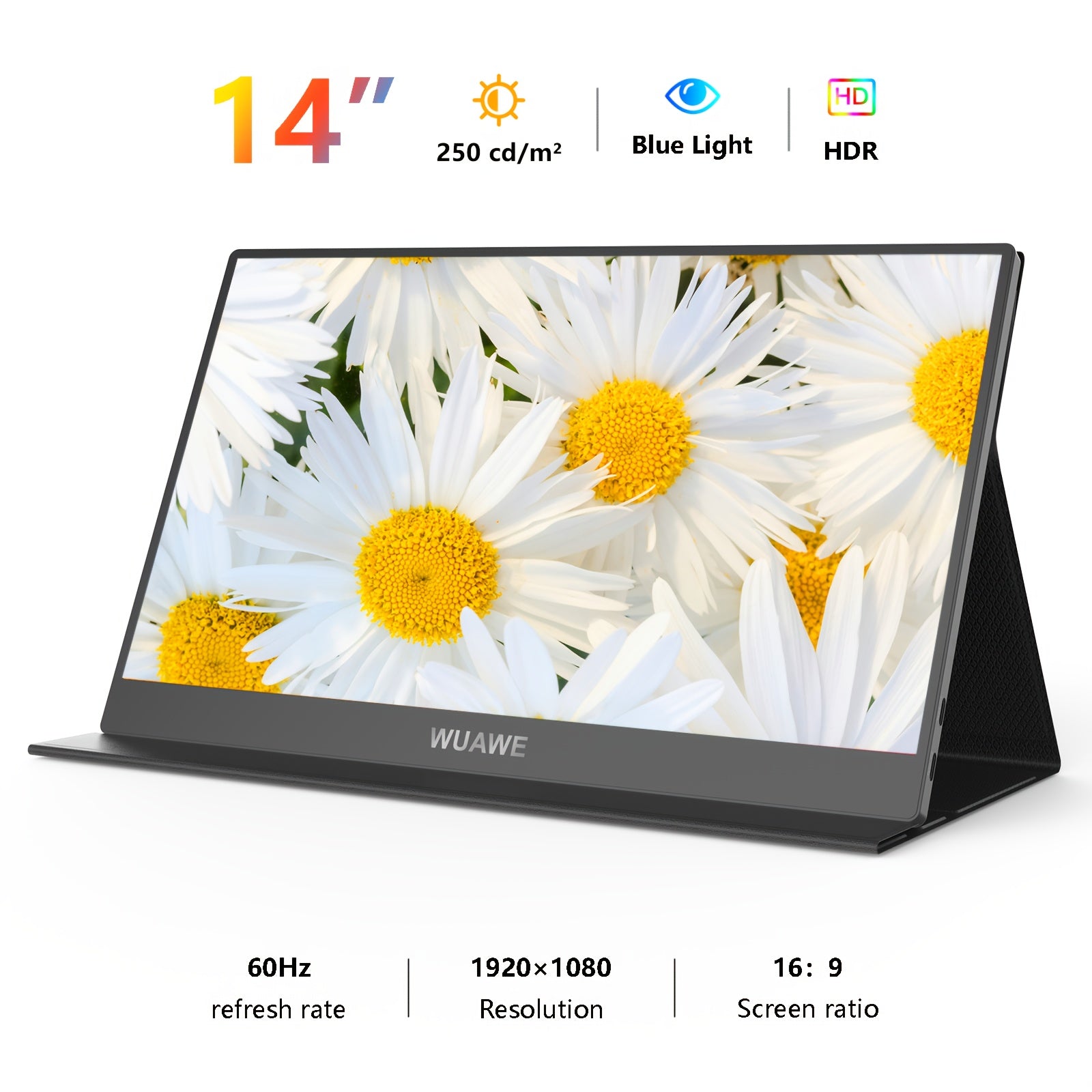 TEMU 2025 New 14" Portable Monitor, 1920x1080p Small Usb C Hdtv Travel Monitor For Laptop, External Second Computer Monitor With Hdr For Pc Phone