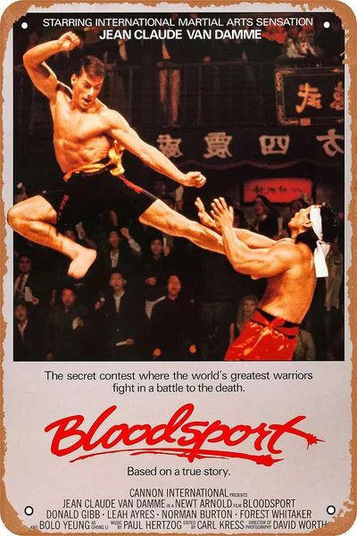 High Quality Vintage Tin Sign Retro Metal Sign Bloodsport (1988) Movie Poster for Cafe Bar Office Home Wall Decor Gift 12 X 8 inch T250118