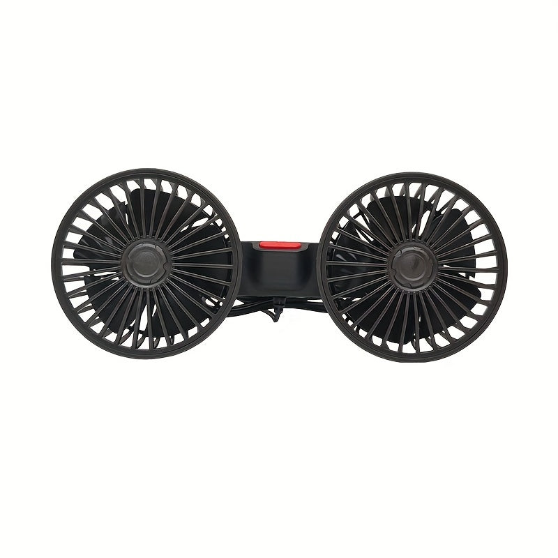 TEMU Car Fan, Small Car Air Conditioner, Dual Head Rear Fan, , 5 Blades, 360 Degree Rotation, Large , Ultra- Operation, Installation, Foldable And