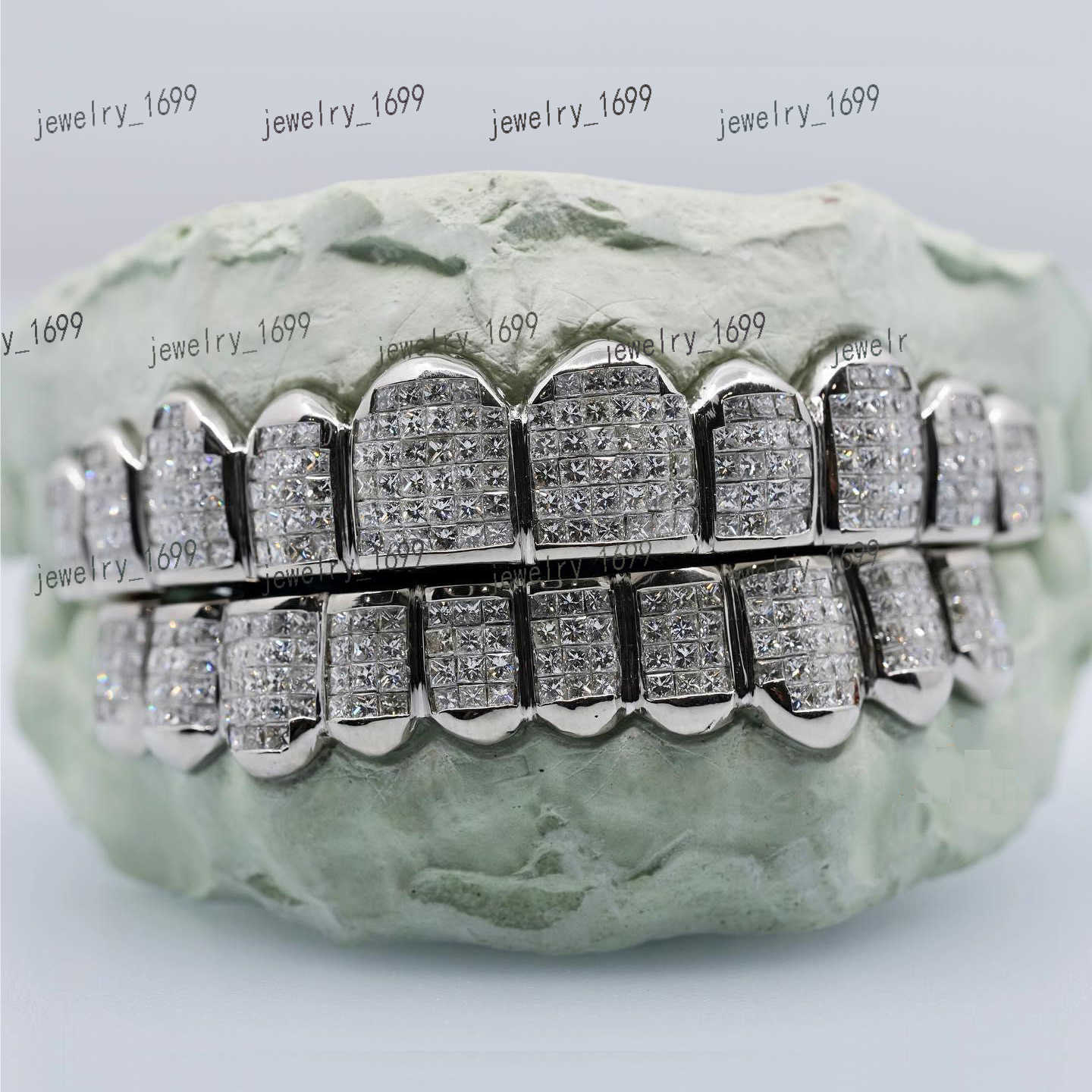 Pass Diamond Tester Princess Cut Custom Moissanite Grillz Luxury Hiphop Jewelry 925 Silver Gold Iced Out Dental Grills For Teeth