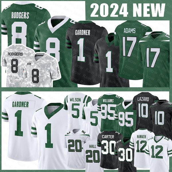 8 Aaron Rodgers Football Jerseys Garrett Davante Adams Ahmad Sauce Breece Hall Quinnen Williams Allen Lazard Haason Reddick Michael Carter C