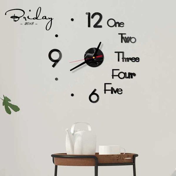 Creative 3D Acrylic Mirror Sticker Wall Clock DIY Digital Clock Quartz Needle Clock Modern Design Living Room Home Decoration W250107